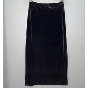 Vintage Y2K Size M L Black Velvet Pull On Slit Skirt Dark Romantic Whimsigoth